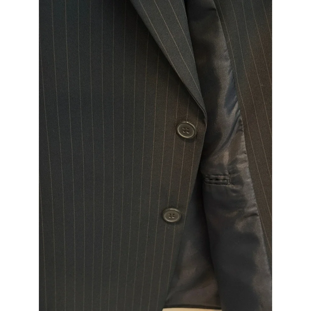 Duke Signature Collection Navy Pinstriped‎ Fully Lined Navy Blazer size 48R
